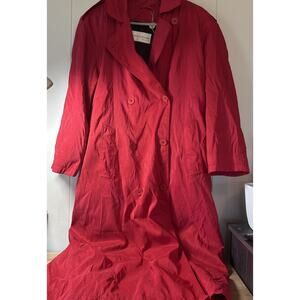 Jones New York Women’s 10 Belted Double Breast Trench Coat Hooded Jacket Red